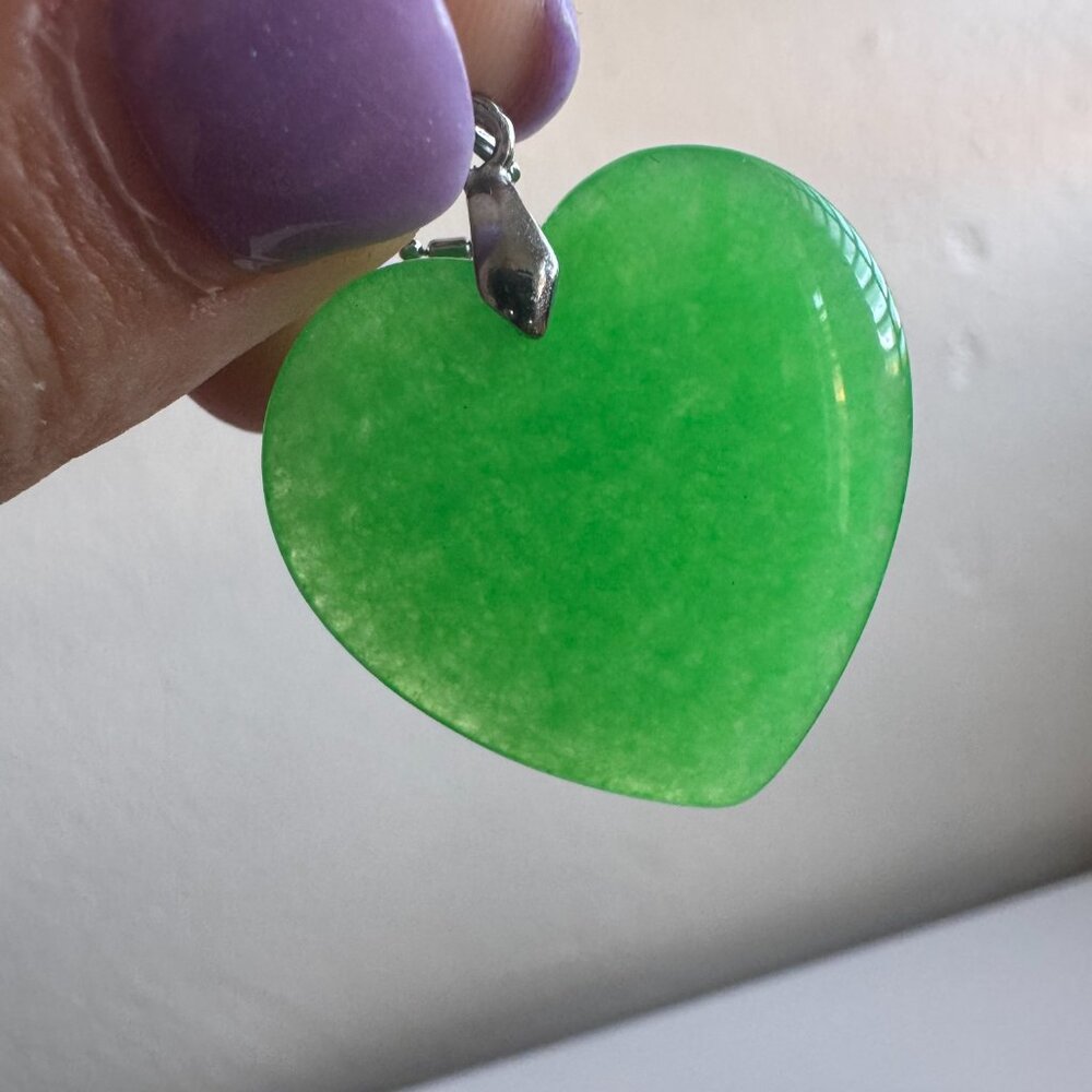 Sterling Silver Green Aventurine Heart Necklace - Picture 3 of 8